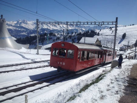 One of the furnicular lines going up the Rigi